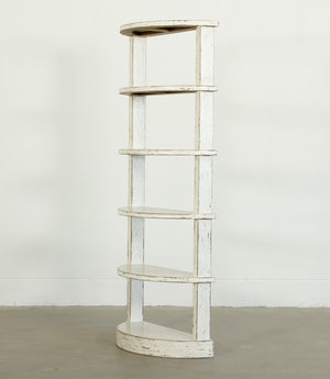 Lilys 75"High Half Moon Bookshelf Distressed White 9196-W