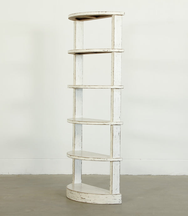 Lilys 75"High Half Moon Bookshelf Distressed White 9196-W