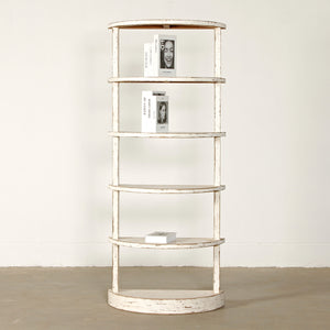 Lilys 75"High Half Moon Bookshelf Distressed White 9196-W