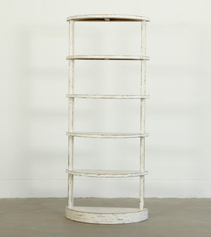 Lilys 75"High Half Moon Bookshelf Distressed White 9196-W