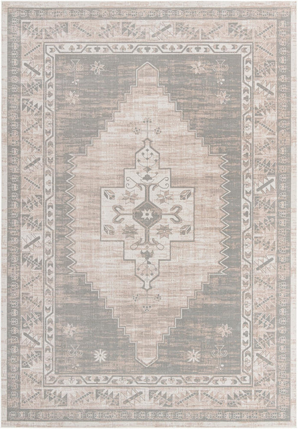 Unique Loom Whitney Geneva Machine Made Border Rug Mink, Light Brown/Ivory 9' 10" x 14' 1"