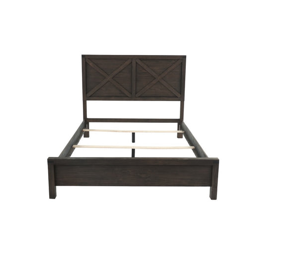 English Elm Rustic Contemporary Espresso Queen Bed with X-Design Headboard Pine & Plywood Durable Chic Centerpiece B011S01442