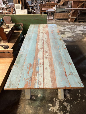 Lilys Approx. 118" Long Dining Table Reclaimed Teak Wood Vintage Blue 9197BL-L