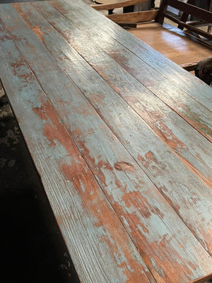 Lilys Approx. 118" Long Dining Table Reclaimed Teak Wood Vintage Blue 9197BL-L