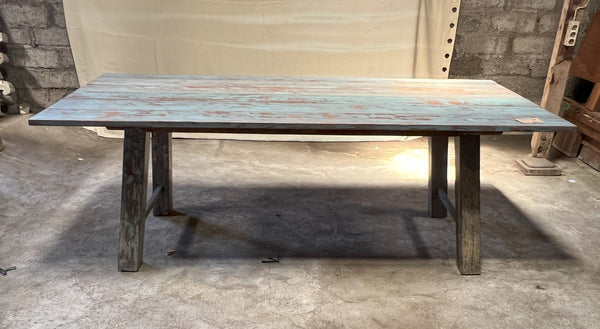 Lilys Approx. 118" Long Dining Table Reclaimed Teak Wood Vintage Blue 9197BL-L