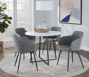 English Elm Cosmo Contemporary Round Dining Table: Stylish Black Metal Base & White Mdf Top For Modern Homes B202S01117