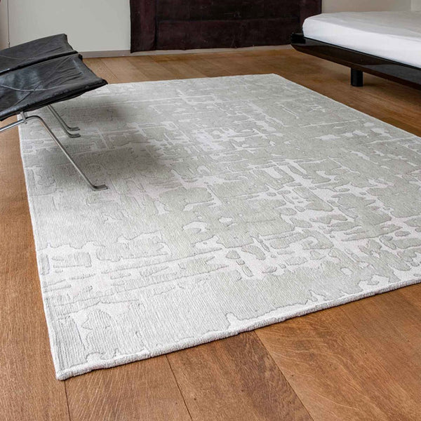 Louis de Poortere Structures Baobab Sculptural Area Rug Earthy Textured Motifs for Living Room Decor Tsingy Oyster 5'7 x 7'9 120326