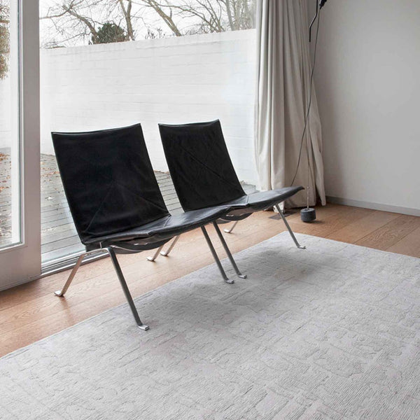 Louis de Poortere Structures Baobab Sculptural Area Rug Earthy Textured Motifs for Living Room Decor Tsingy Oyster 5'7 x 7'9 120326