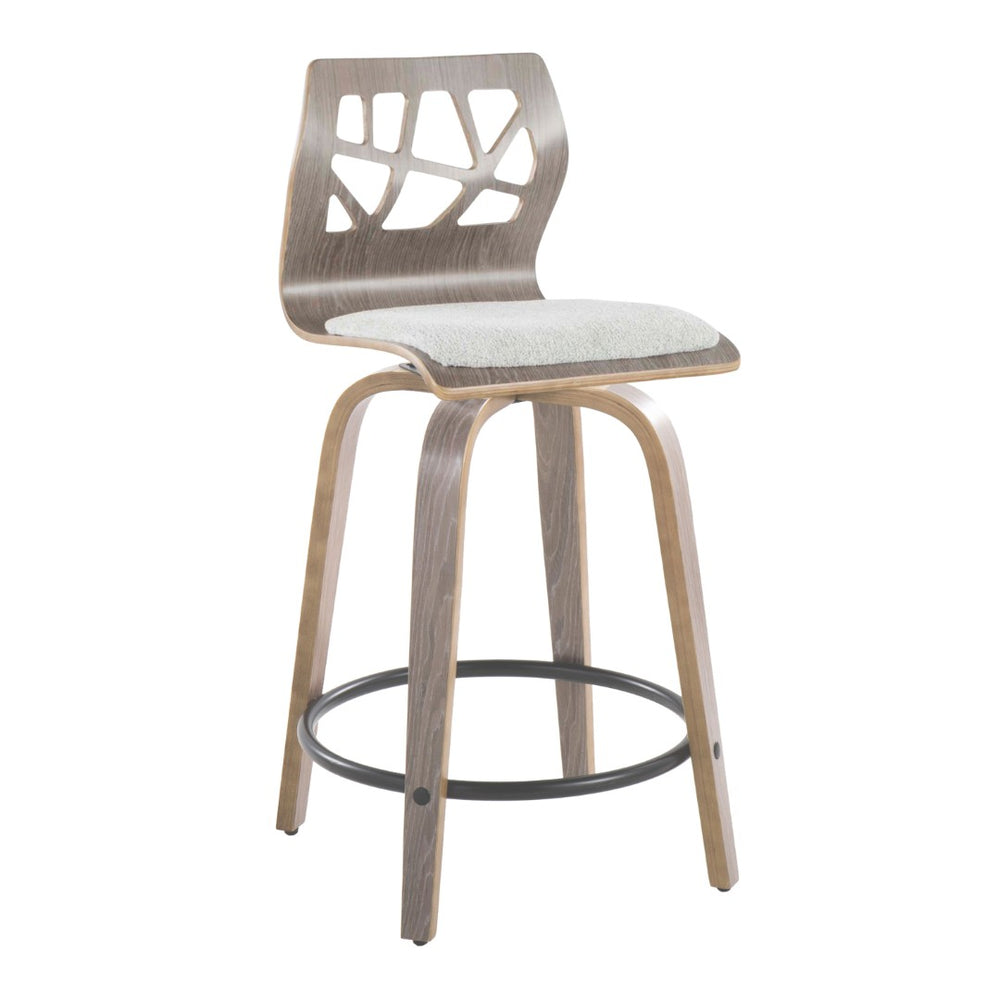 English Elm Folia Swivel Counter Stools Set of 2 Bentwood Frame Upholstered Kitchen Island Seating B202S00058