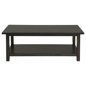 English Elm Castleton Java Finish 3 Piece Living Room Table Set with Open Shelves and Storage B062S01645