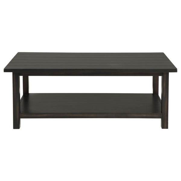 English Elm Castleton Java Finish 3 Piece Living Room Table Set with Open Shelves and Storage B062S01645
