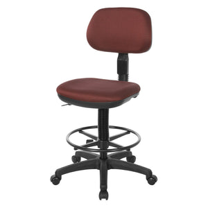 OSP Home Furnishings Sculptured Ergonomic Drafting Chair with Adjustable Footrest for Counter Height Workstations Wine DC517-298