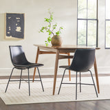 Upholstered Dining Chair with Metal X Base - Set of 2 Black XUMD1EBL Walker Edison