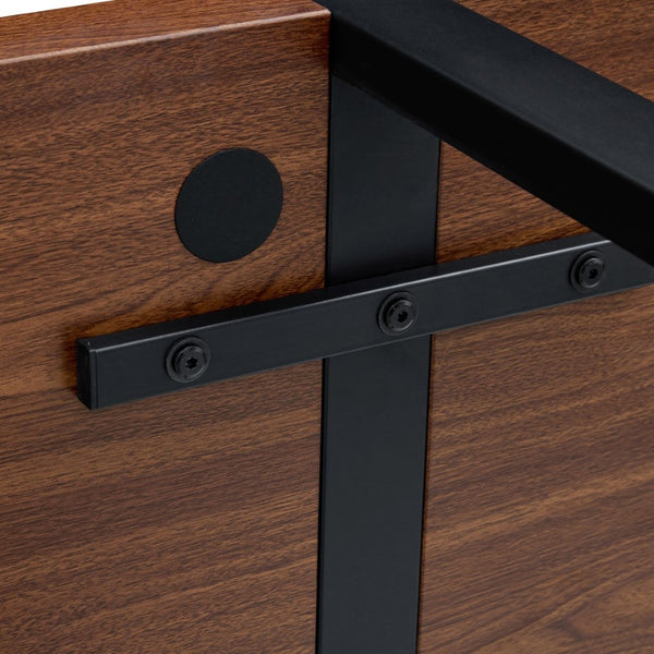 English Elm Table Set – Industrial Walnut Dining Table With 8 Brown Tech Fabric Chairs & Black Metal Legs, 71"X39" W1151S02440-GIGA