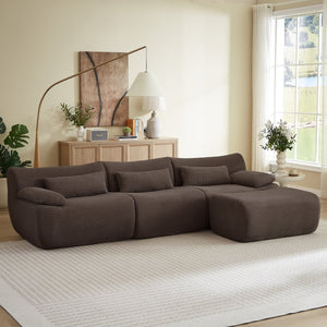 English Elm L Shaped Modular Sectional Corduroy Cloud Couch Oversized Family Living Room Sofa Brown W2339S00153