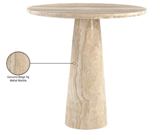Meridian Furniture Fontelina Stone Top Pedestal Bistro Table with Sculptural Base for Intimate Dining Spaces Beige Genuine Marble 919Beige-DT30