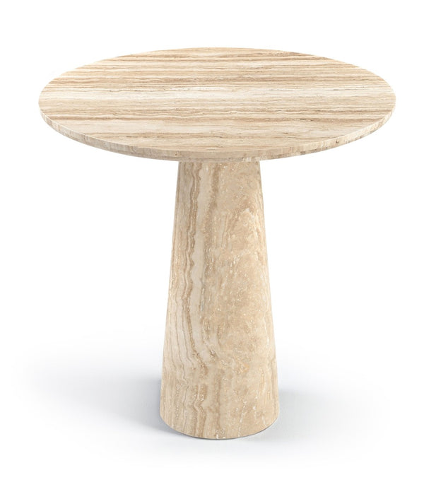 Meridian Furniture Fontelina Stone Top Pedestal Bistro Table with Sculptural Base for Intimate Dining Spaces Beige Genuine Marble 919Beige-DT30