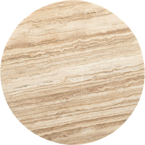 Meridian Furniture Fontelina Stone Top Pedestal Bistro Table with Sculptural Base for Intimate Dining Spaces Beige Genuine Marble 919Beige-DT30