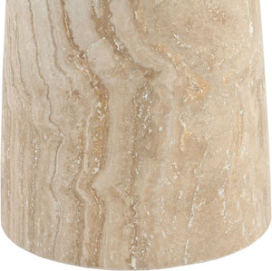 Meridian Furniture Fontelina Stone Top Pedestal Bistro Table with Sculptural Base for Intimate Dining Spaces Beige Genuine Marble 919Beige-DT30