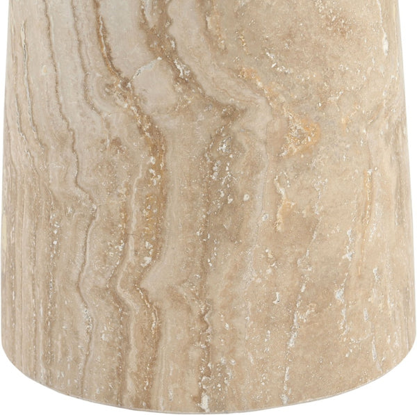 Meridian Furniture Fontelina Stone Top Pedestal Bistro Table with Sculptural Base for Intimate Dining Spaces Beige Genuine Marble 919Beige-DT30