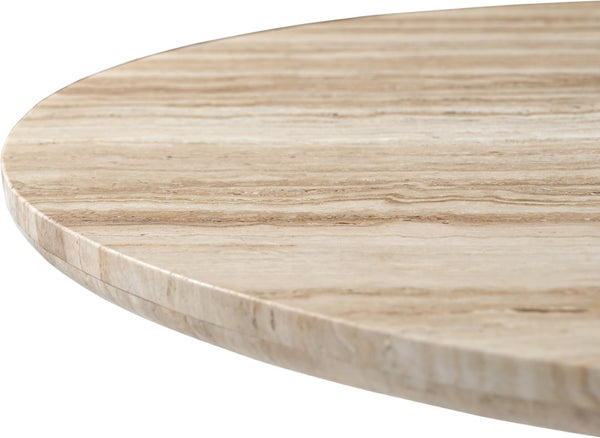 Meridian Furniture Fontelina Stone Top Pedestal Bistro Table with Sculptural Base for Intimate Dining Spaces Beige Genuine Marble 919Beige-DT30