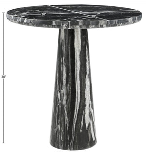 Meridian Furniture Fontelina Stone Top Pedestal Bistro Table with Sculptural Base for Intimate Dining Spaces Black Genuine Marble 919Black-DT30