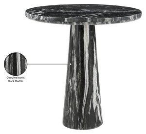 Meridian Furniture Fontelina Stone Top Pedestal Bistro Table with Sculptural Base for Intimate Dining Spaces Black Genuine Marble 919Black-DT30