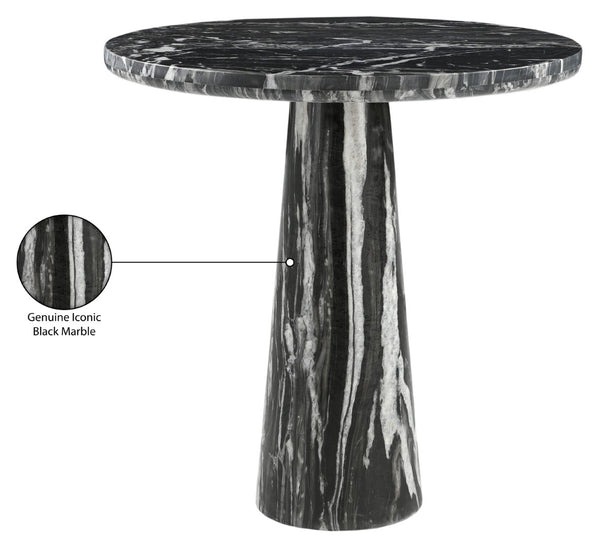 Meridian Furniture Fontelina Stone Top Pedestal Bistro Table with Sculptural Base for Intimate Dining Spaces Black Genuine Marble 919Black-DT30