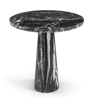 Meridian Furniture Fontelina Stone Top Pedestal Bistro Table with Sculptural Base for Intimate Dining Spaces Black Genuine Marble 919Black-DT30