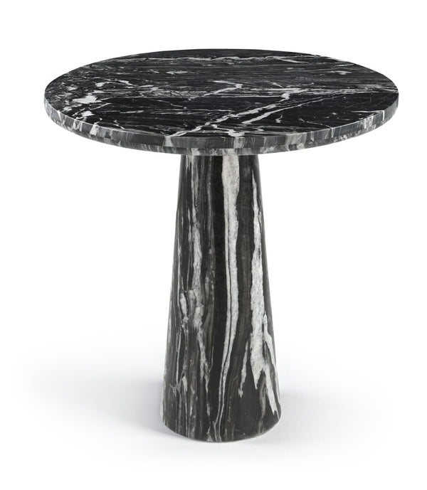 Meridian Furniture Fontelina Stone Top Pedestal Bistro Table with Sculptural Base for Intimate Dining Spaces Black Genuine Marble 919Black-DT30