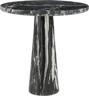 Meridian Furniture Fontelina Stone Top Pedestal Bistro Table with Sculptural Base for Intimate Dining Spaces Black Genuine Marble 919Black-DT30