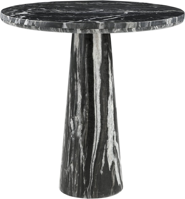 Meridian Furniture Fontelina Stone Top Pedestal Bistro Table with Sculptural Base for Intimate Dining Spaces Black Genuine Marble 919Black-DT30