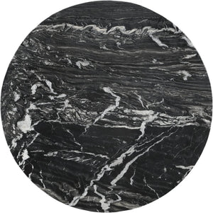 Meridian Furniture Fontelina Stone Top Pedestal Bistro Table with Sculptural Base for Intimate Dining Spaces Black Genuine Marble 919Black-DT30