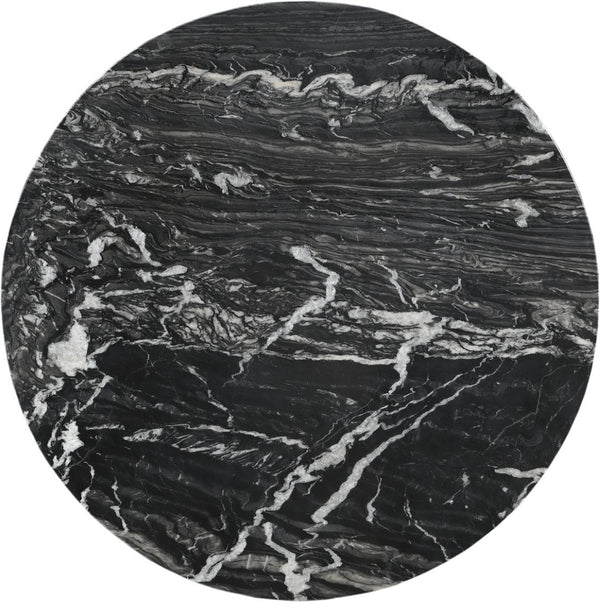 Meridian Furniture Fontelina Stone Top Pedestal Bistro Table with Sculptural Base for Intimate Dining Spaces Black Genuine Marble 919Black-DT30