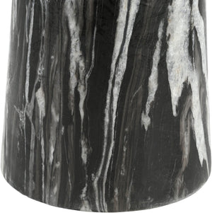 Meridian Furniture Fontelina Stone Top Pedestal Bistro Table with Sculptural Base for Intimate Dining Spaces Black Genuine Marble 919Black-DT30