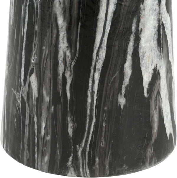Meridian Furniture Fontelina Stone Top Pedestal Bistro Table with Sculptural Base for Intimate Dining Spaces Black Genuine Marble 919Black-DT30