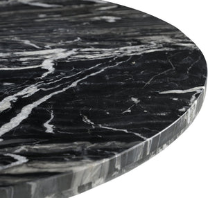 Meridian Furniture Fontelina Stone Top Pedestal Bistro Table with Sculptural Base for Intimate Dining Spaces Black Genuine Marble 919Black-DT30