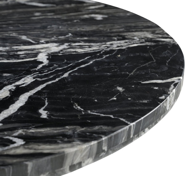 Meridian Furniture Fontelina Stone Top Pedestal Bistro Table with Sculptural Base for Intimate Dining Spaces Black Genuine Marble 919Black-DT30