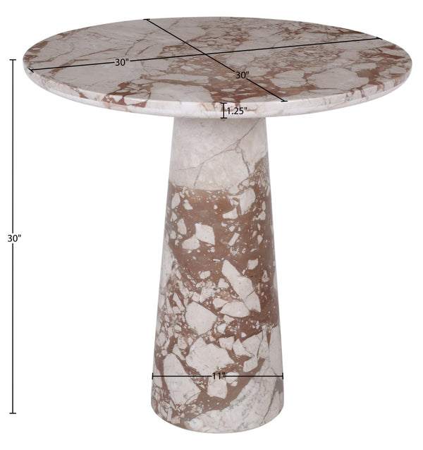 Meridian Furniture Fontelina Stone Top Pedestal Bistro Table with Sculptural Base for Intimate Dining Spaces Breccia Genuine Marble 919Breccia-DT30