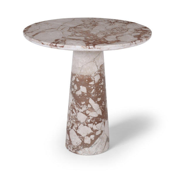 Meridian Furniture Fontelina Stone Top Pedestal Bistro Table with Sculptural Base for Intimate Dining Spaces Breccia Genuine Marble 919Breccia-DT30