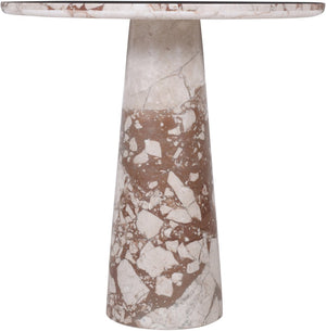 Meridian Furniture Fontelina Stone Top Pedestal Bistro Table with Sculptural Base for Intimate Dining Spaces Breccia Genuine Marble 919Breccia-DT30