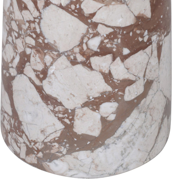 Meridian Furniture Fontelina Stone Top Pedestal Bistro Table with Sculptural Base for Intimate Dining Spaces Breccia Genuine Marble 919Breccia-DT30