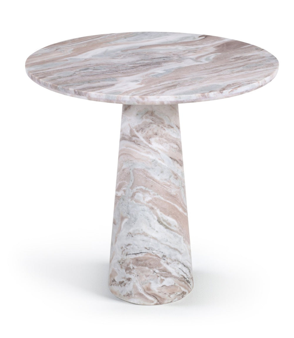 Meridian Furniture Fontelina Stone Top Pedestal Bistro Table with Sculptural Base for Intimate Dining Spaces Brown Genuine Marble 919Brown-DT30