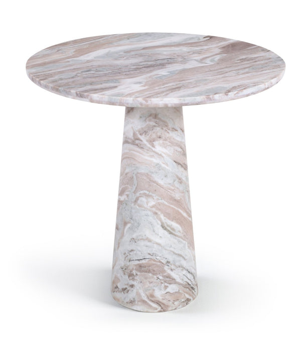 Meridian Furniture Fontelina Stone Top Pedestal Bistro Table with Sculptural Base for Intimate Dining Spaces Brown Genuine Marble 919Brown-DT30