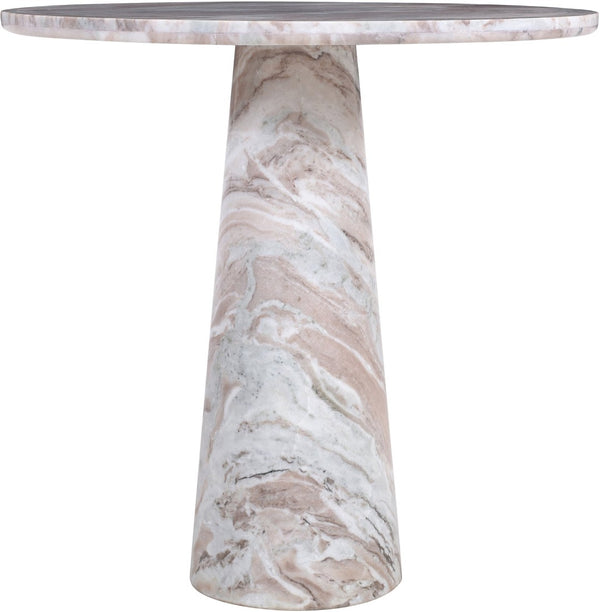 Meridian Furniture Fontelina Stone Top Pedestal Bistro Table with Sculptural Base for Intimate Dining Spaces Brown Genuine Marble 919Brown-DT30