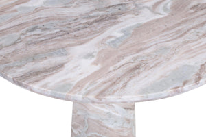 Meridian Furniture Fontelina Stone Top Pedestal Bistro Table with Sculptural Base for Intimate Dining Spaces Brown Genuine Marble 919Brown-DT30