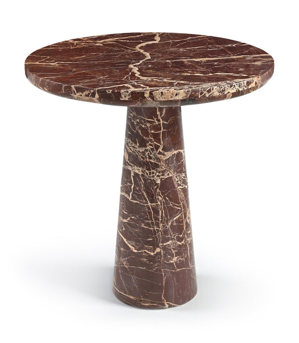 Meridian Furniture Fontelina Stone Top Pedestal Bistro Table with Sculptural Base for Intimate Dining Spaces Cherry Genuine Marble 919Cherry-DT30