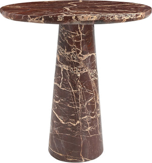 Meridian Furniture Fontelina Stone Top Pedestal Bistro Table with Sculptural Base for Intimate Dining Spaces Cherry Genuine Marble 919Cherry-DT30