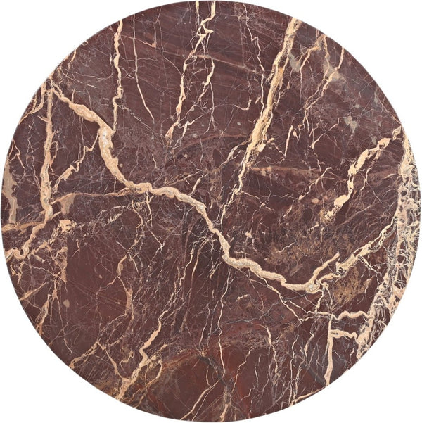 Meridian Furniture Fontelina Stone Top Pedestal Bistro Table with Sculptural Base for Intimate Dining Spaces Cherry Genuine Marble 919Cherry-DT30