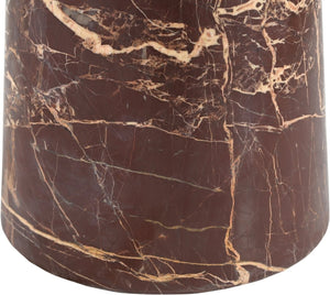 Meridian Furniture Fontelina Stone Top Pedestal Bistro Table with Sculptural Base for Intimate Dining Spaces Cherry Genuine Marble 919Cherry-DT30